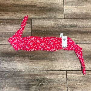 hollister red and white floral bandeau bikini top